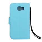 Wholesale Galaxy S6 Premium Flip Leather Wallet Case with Strap (Blue)